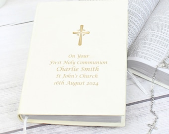 Personalized Cross Holy Bible: Christening, Baptism, Communion Gift
