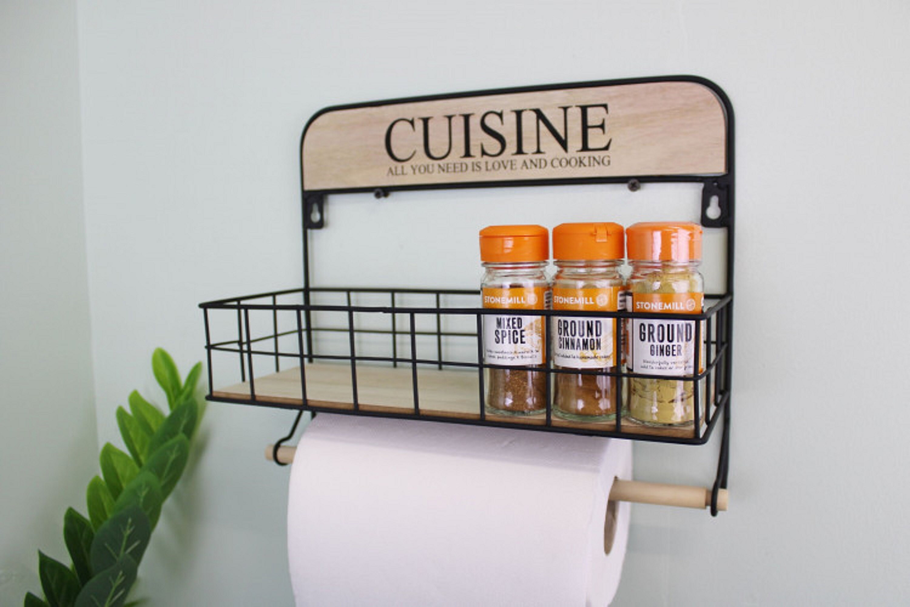 Wall Hanging Kitchen Storage Unit with Kitchen Roll Holder Etsy
