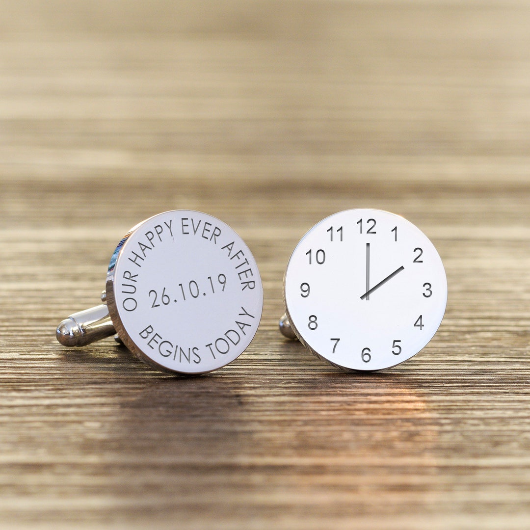 Personalized Wedding Day Engravable Square Cufflinks
