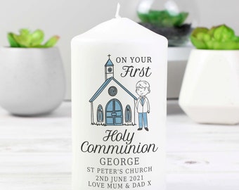 Personalised Boys or Girls First Holy Communion Pillar Candle , Holy Communion Gift, Holy Communion Candle