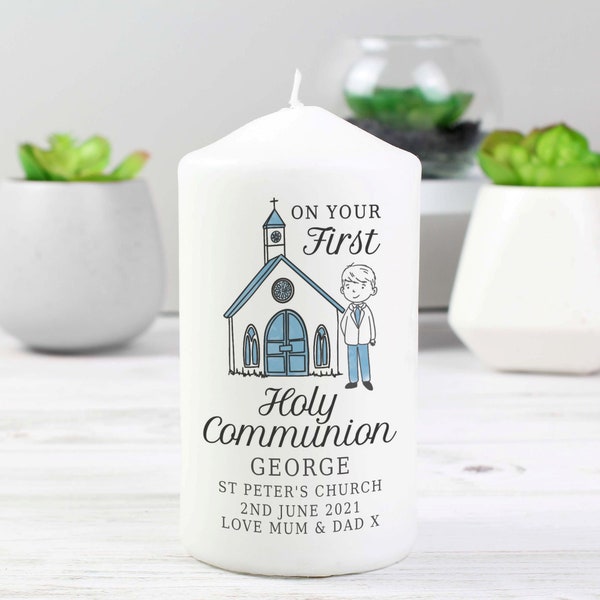 Personalised Boys or Girls First Holy Communion Pillar Candle , Holy Communion Gift, Holy Communion Candle