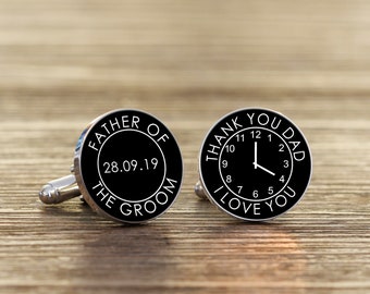 Personalised Engraved Cufflinks  Father of the Groom Cufflinks  Personalised Wedding Cufflinks, Wedding Jewelry, Father of the Groom Gift