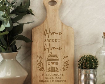 Personalised HOME Paddle Chopping Board, Any Message Personalised Chopping Board, New Home Gift