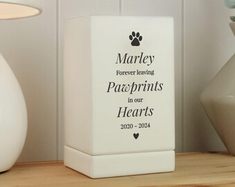 Personalized Pet Pawprints Wooden Urn: Small Pet Memorial