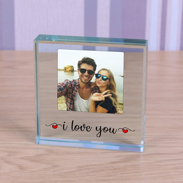 Glass I Love You, Personalised Glass Plaque, Romantic Gift, I Love You, Girlfriend Wife Boyfreind Husband Gift