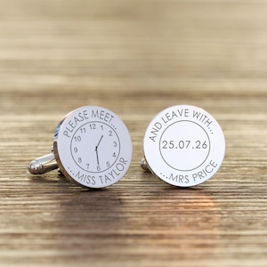 Personalised Wedding Cufflinks: Engraved Silverplated Groom Gift