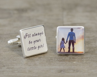 Personalized Photo Cufflinks: Father of the Bride Wedding Jewelry