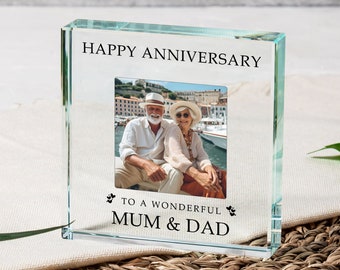Wedding Anniversary Gift Personalised Glass Token, Paperweight, Gift for Wife, Personalised Anniversary Gift