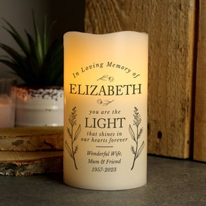 Personalised Memorial LED Candle: In Loving Memory Gift
