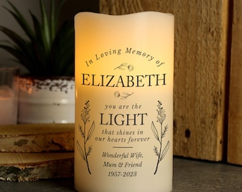 Personalised In Loving Memory LED Candle, Loved One Memorial Candle, Family Member Memorial Candle