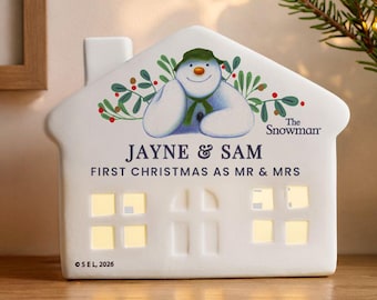 Personalised The Snowman Botanical LED House Christmas Decoration