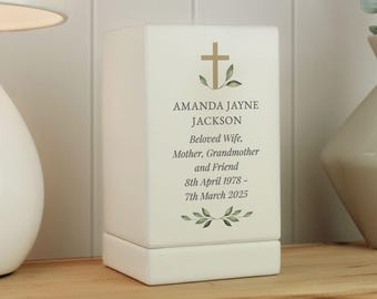 Personalized Memorial Cross Wooden Urn: Small Keepsake Urn