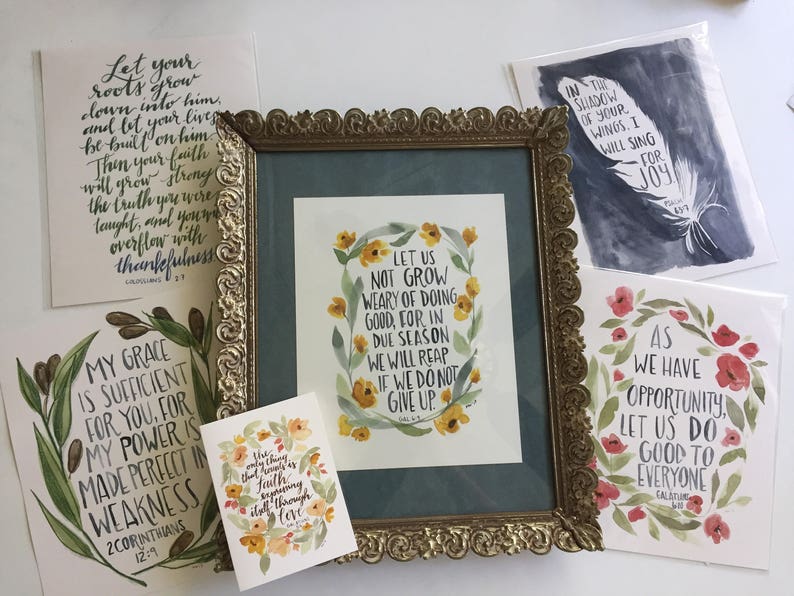 Let Your Roots Grow handlettered scripture verse print Etsy