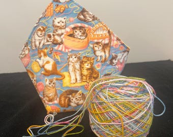 Yarn Bowl, Cat Knitting Fabric Bento Yarn Cake Knitter Storage Bag for Wool, Knitting Accessories, gift for knitter