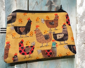 Chicken Fabric Keychain Wallet, Farm Animal Coin Purse