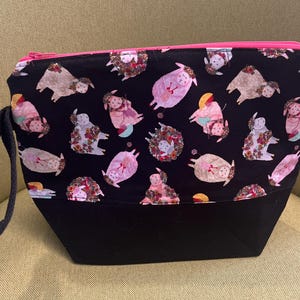 Trousse à tricoter, petite trousse à fleurs en tissu à tricoter en mouton, jolie trousse à maquillage faite main pour tricoteuse