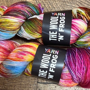 Fingering Weight Super wash, Yarn 80/20 Merino Nylon variegated purples, pinks, yellows,  orange, brown 115 gr/ 430m