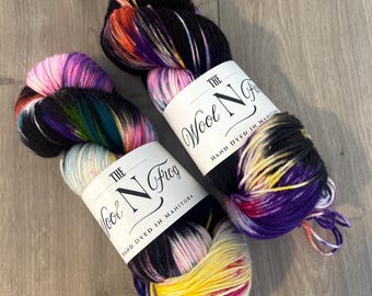 Hand Dyed Crochet and Knitting Yarn, Super wash 80/20 Merino Nylon, 115grams /384 meters
