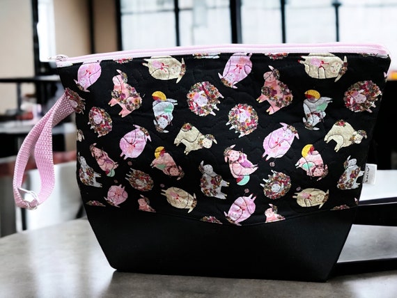Large Knitting Bag Handmade Quilted Extra Large Knitting or Crochet Sweater or Blanket Project Bag Cute Floral Sheep Fabric Zipper Bags Etsy