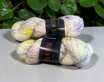 DK Weight Superwash Merino Yarn, Hand Dyed Pastel Confetti Speckles, Sweater Knitting Yarn