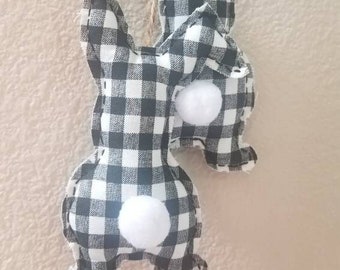 Modern Farmhouse Bunny Decor, Easter Bunny, Dual Bunny Decor, Hanging Bunny Decor, Buffalo Check Ornaments, Ornaments, Modern Farmhouse