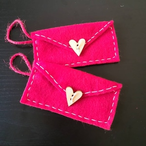 Love Letter Ornaments, Valentine&#39;s Ornaments, Felt Envelope Ornaments, Valentine&#39;s Love Letters Ornaments (set of 2)