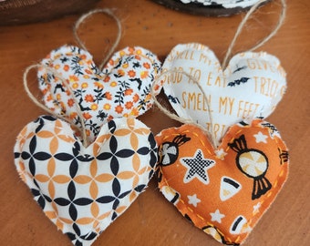 Mini Halloween Heart Ornaments, Mini Halloween Ornaments (set of 4)