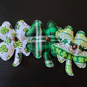 St. Patrick&#39;s Day Decor, St. Patrick&#39;s Bowl Filler, Stuffed Shamrock, Bowl Filler, Pillow Tucks, Shamrocks, Four Leaf Clover (set of 3)