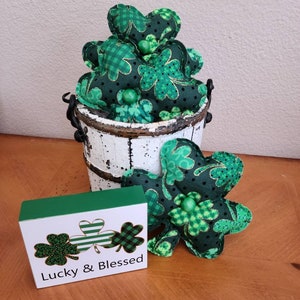 St. Patrick&#39;s Day Decor, St. Patrick&#39;s Bowl Filler, Stuffed Shamrock, Bowl Filler, Pillow Tucks, Shamrocks (set of 3)