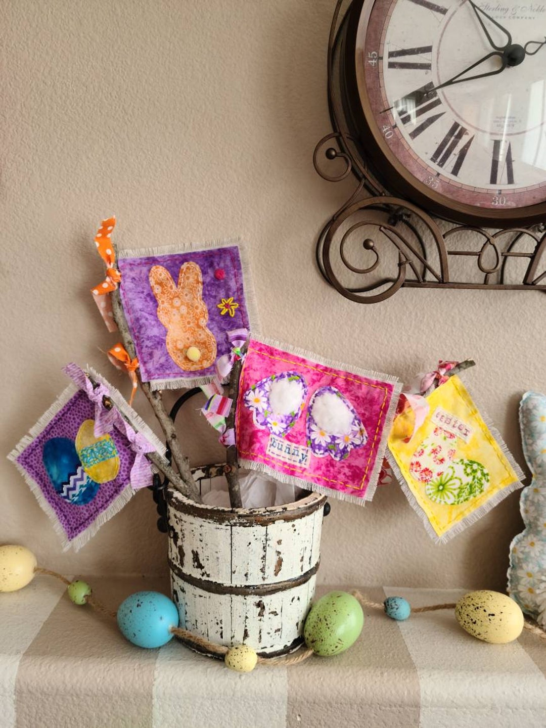 Mini Fabric Flag, Easter Flags, Flag Decor, Easter Decor, Easter Fabric ...