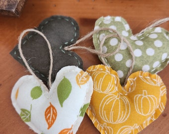 Mini Fall Heart Ornaments, Mini Ornaments (set of 4)