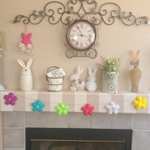 Spring/Summer Flower Felt Garland, Spring Home Decor, Summer Flower Decor, Flower Garland, Flower Mantel Decor,