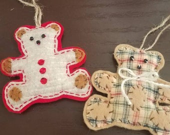 Teddy Bear Christmas Ornaments, Christmas  Ornaments, Felt Teddy Bear