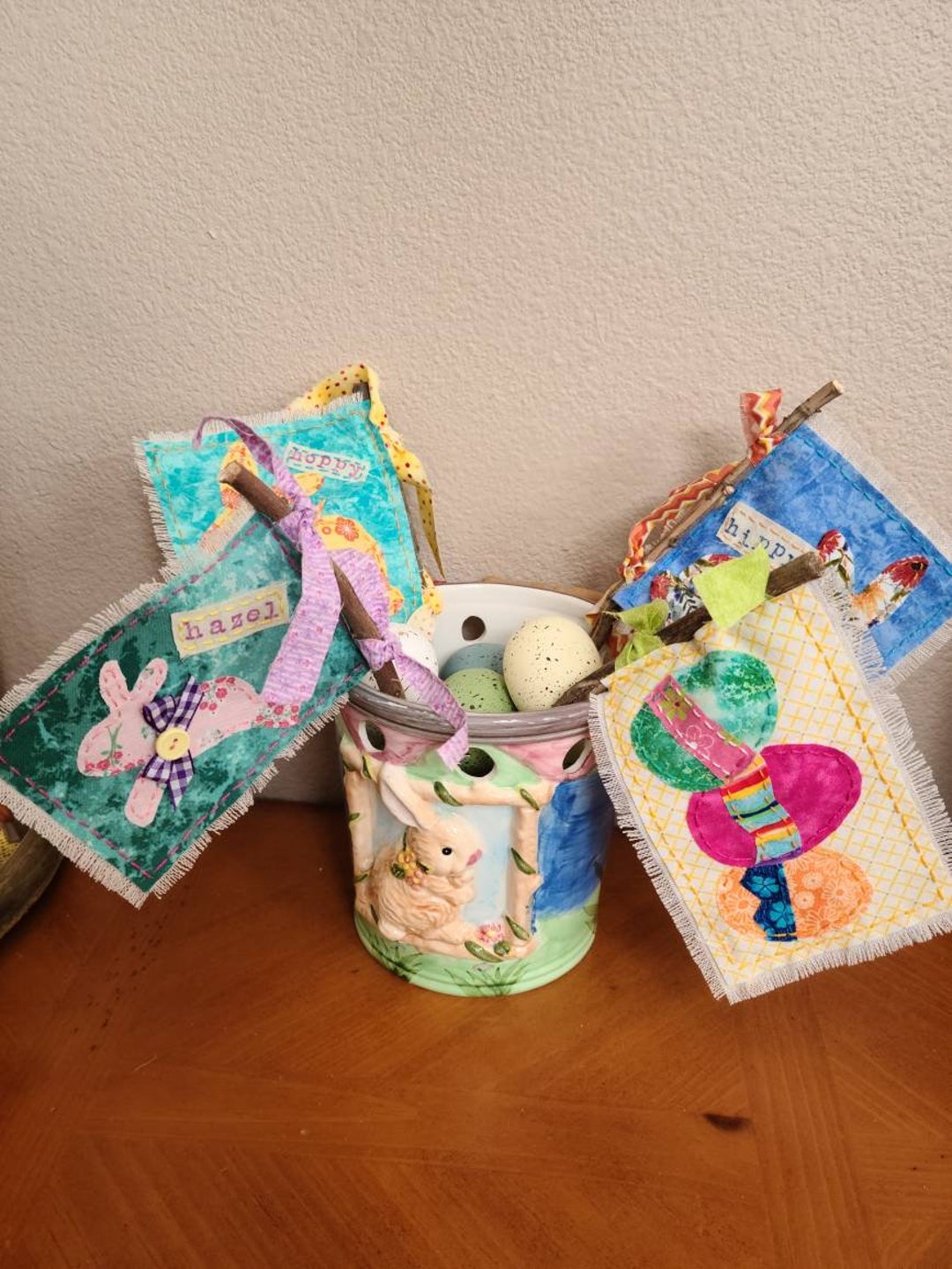 Mini Fabric Flag, Easter Flags, Flag Decor, Easter Decor, Easter Fabric ...