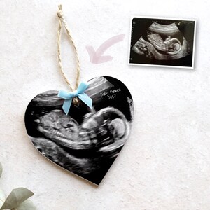 Baby Scan Wooden Keepsake Heart, Ultrasound, Personalised Baby shower gift, Pregnancy announcement, Wooden photo heart plaque