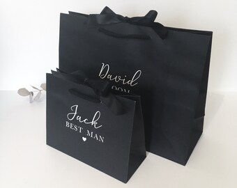 Personalised Gift Bag Paper Pink Black White Wedding Bridesmaid Best Man Bride