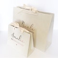 Personalised Cream Bridesmaid Gift Bag - Custom Wedding Gift Bag with Ribbon Bow