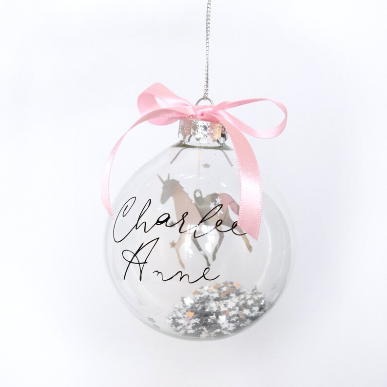 Personalised Unicorn Christmas Bauble Christmas Decoration. Etsy