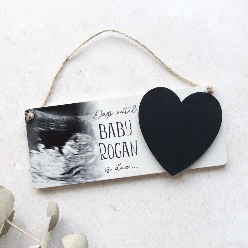 Personalised Baby Countdown Plaque. Baby Scan Photo Keepsake. Etsy