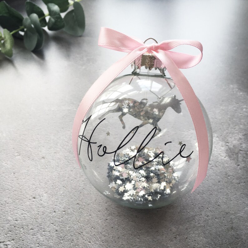 Personalised Unicorn Christmas Bauble Christmas Decoration. Etsy