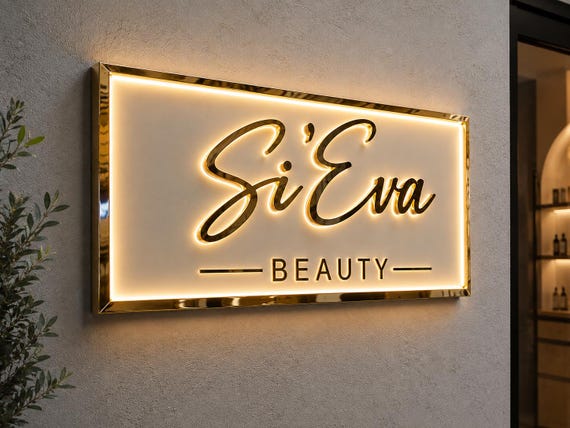 Custom Metal Backlit Sign, 3D LED Signboard, Illuminated Letters, Beauty Salon Sign, Light up sign for Business, 3D Metal Backlit Logo
