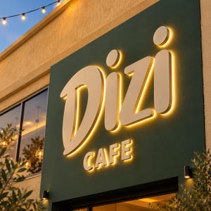 Custom LED Business Sign, Gold 3D Wall Letters, Restaurant Decor, LED Backlit Metal Signage, Storefront sign, illuminated Reception Logo