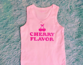 CHERRY FLAVOR Flocked Baby Doll 90s Y2K Fitted Tank with Bow