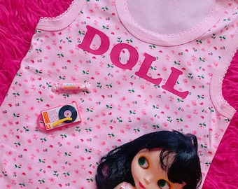 DOLL Baby Doll 90s Y2K Fitted Tank Butterfly