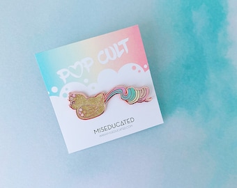 Rainbow Pixietails Glitter Bird Canary Pin