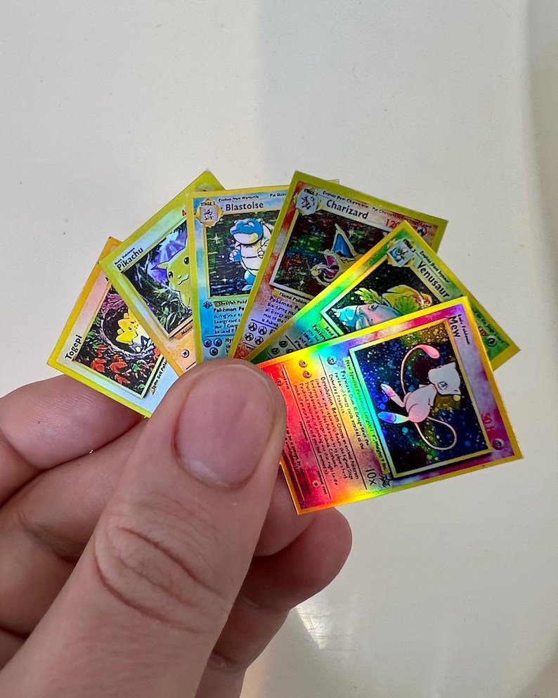 Set of Mini Holographic Card Stickers - Pokémon First & Second Gen 
