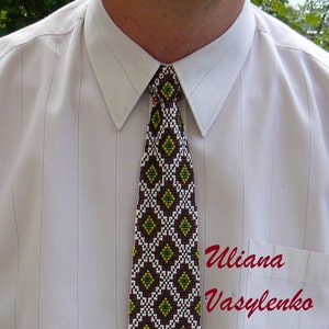 Tie Ukrainian men tie Ukrainian ornament Ukrainian Embroidery Men Gift Men Accessories Gift Ukrainian style Ukrainian jewelry Seed beads tie