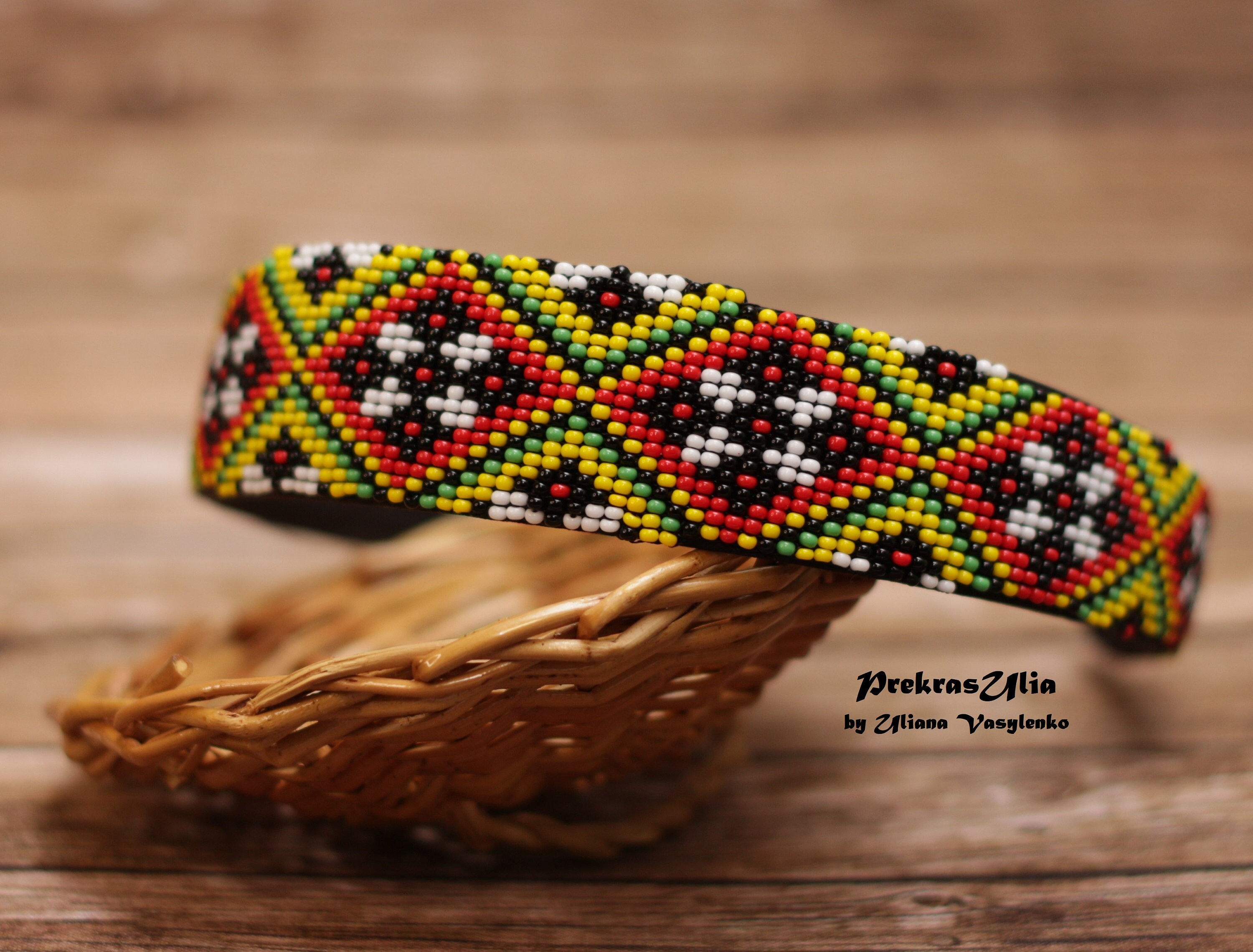 アクセサリー GARNI - Horn Beads Bracelet Red Yellow Beaded Headband Ukrainian Ornaent Hair