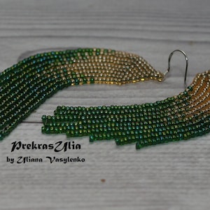 Boucles d&#39;oreilles marron vert émeraude, boucles d&#39;oreilles perles de rocaille indigènes, boho mexicain, boucles d&#39;oreilles pendantes, bijoux personnalisés, boucles d&#39;oreilles en argent sterling 925