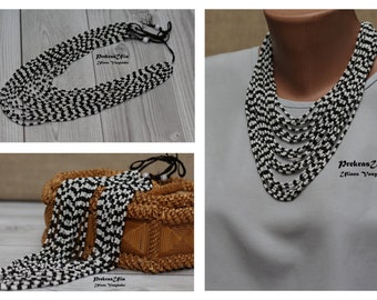 Noir blanc fait à la main custome collier jewerly Perlé avec 21 brins Collier à collier embrouillé